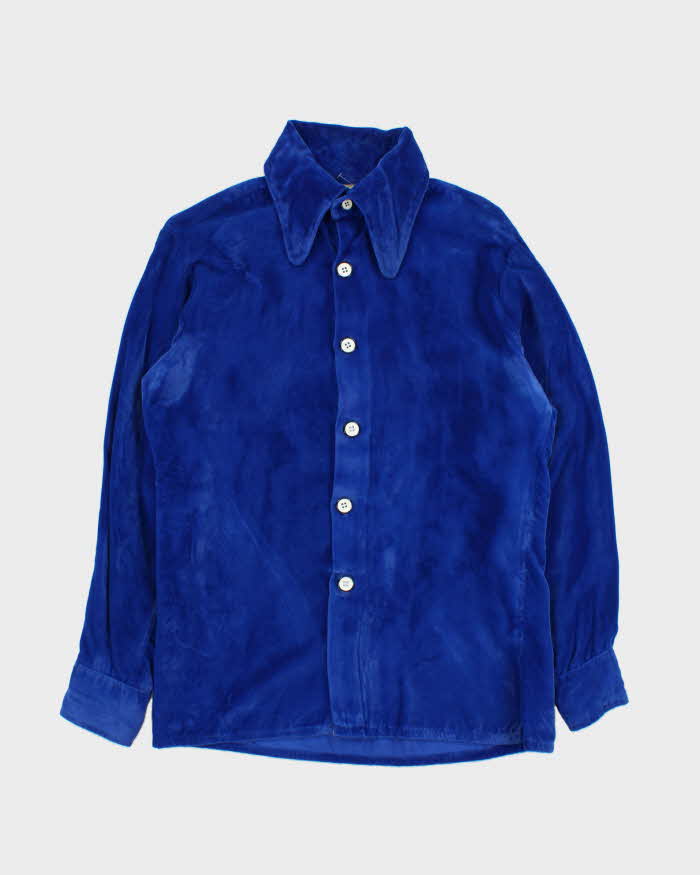 Vintage 1970s Squire Velvet Dagger Collared Long Sleeve Shirt - M