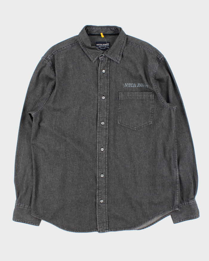 Vintage Y2K 00s Nautica Jeans Stone Wash Long Sleeve Denim Shirt - L