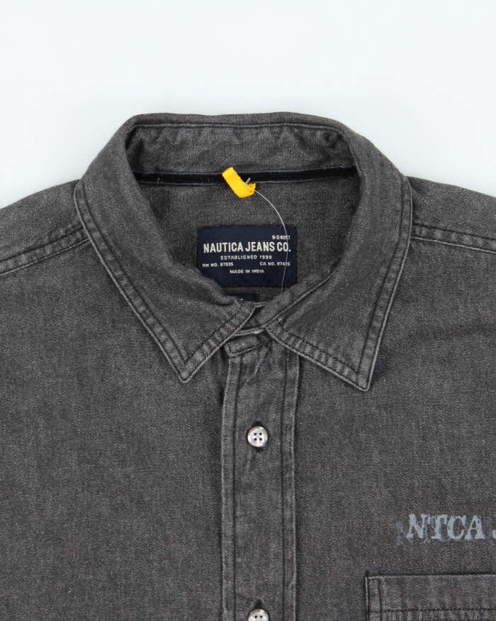 Vintage Y2K 00s Nautica Jeans Stone Wash Long Sleeve Denim Shirt - L