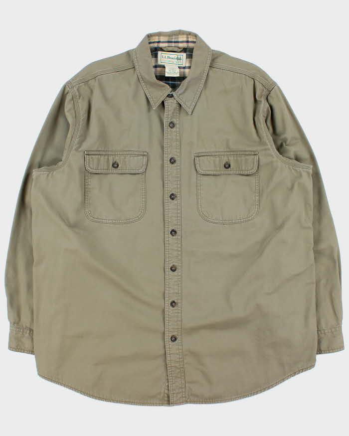 Vintage 00s L.L.Bean Plaid Lined Khaki Heavyweight Long Sleeve Workwear Shirt - XL