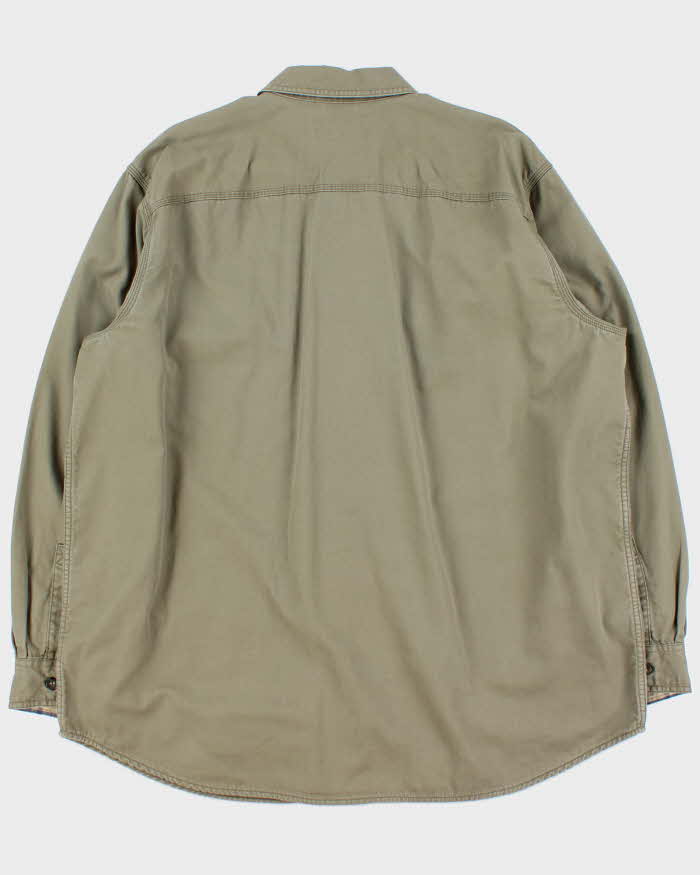 Vintage 00s L.L.Bean Plaid Lined Khaki Heavyweight Long Sleeve Workwear Shirt - XL