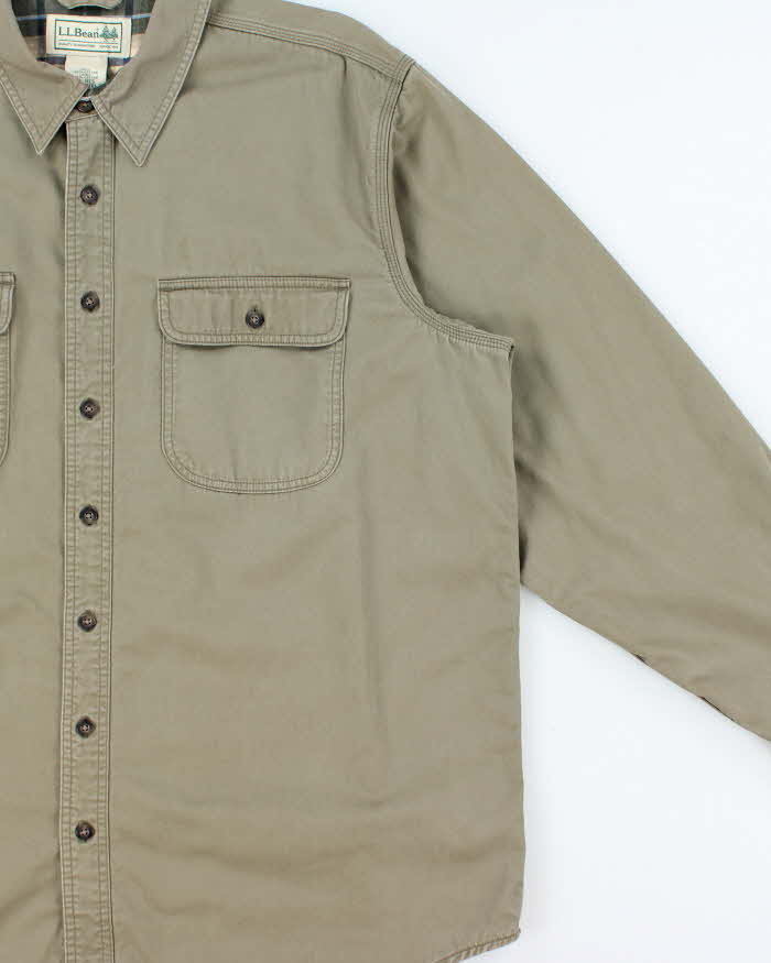 Vintage 00s L.L.Bean Plaid Lined Khaki Heavyweight Long Sleeve Workwear Shirt - XL