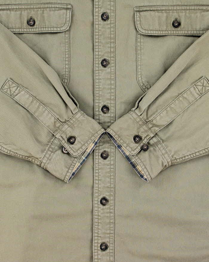 Vintage 00s L.L.Bean Plaid Lined Khaki Heavyweight Long Sleeve Workwear Shirt - XL