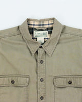 Vintage 00s L.L.Bean Plaid Lined Khaki Heavyweight Long Sleeve Workwear Shirt - XL