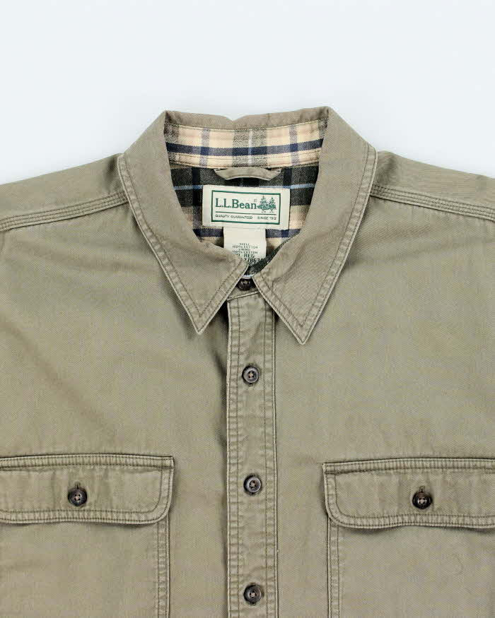Vintage 00s L.L.Bean Plaid Lined Khaki Heavyweight Long Sleeve Workwear Shirt - XL