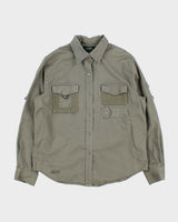 Vintage Y2K 00s Lauren Ralph Lauren Khaki Snap Button Long Sleeve Utility Shirt - M