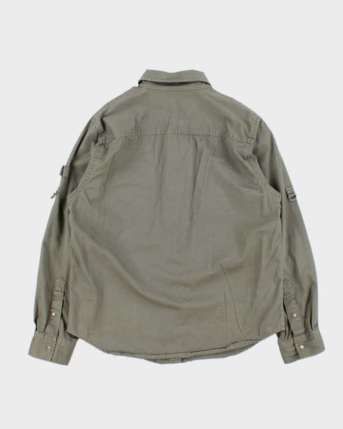 Vintage Y2K 00s Lauren Ralph Lauren Khaki Snap Button Long Sleeve Utility Shirt - M