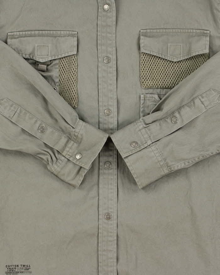Vintage Y2K 00s Lauren Ralph Lauren Khaki Snap Button Long Sleeve Utility Shirt - M