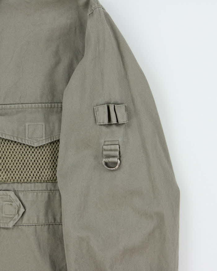 Vintage Y2K 00s Lauren Ralph Lauren Khaki Snap Button Long Sleeve Utility Shirt - M