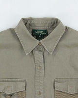 Vintage Y2K 00s Lauren Ralph Lauren Khaki Snap Button Long Sleeve Utility Shirt - M
