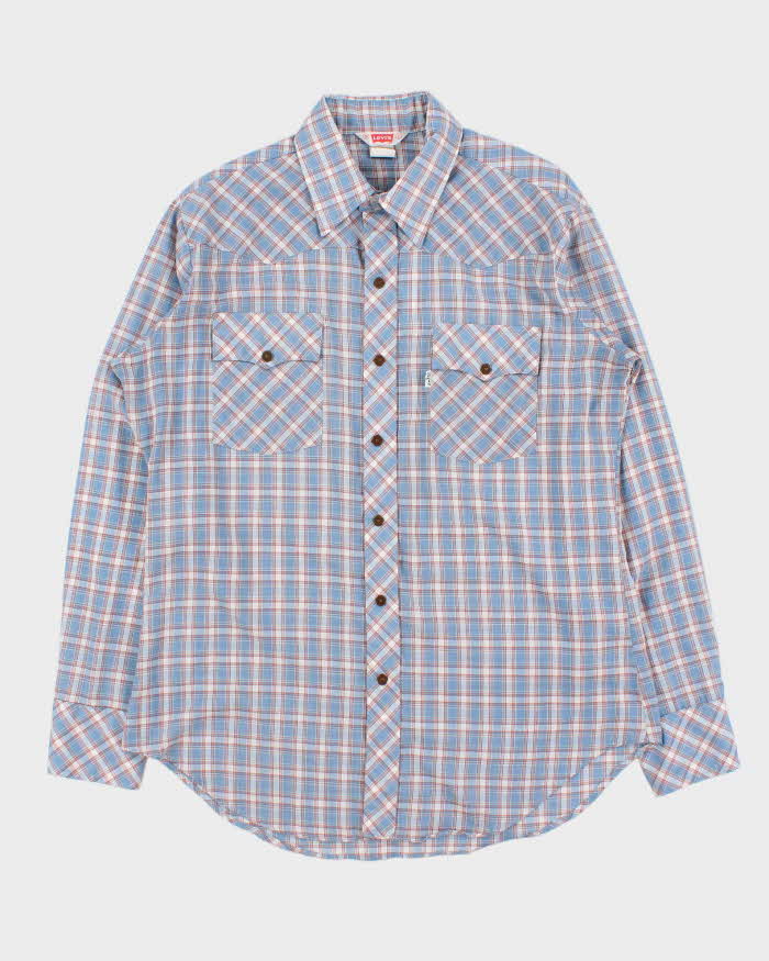 Vintage 1979 Levi's White Tab Plaid Snap Button Long Sleeve Western Shirt - L