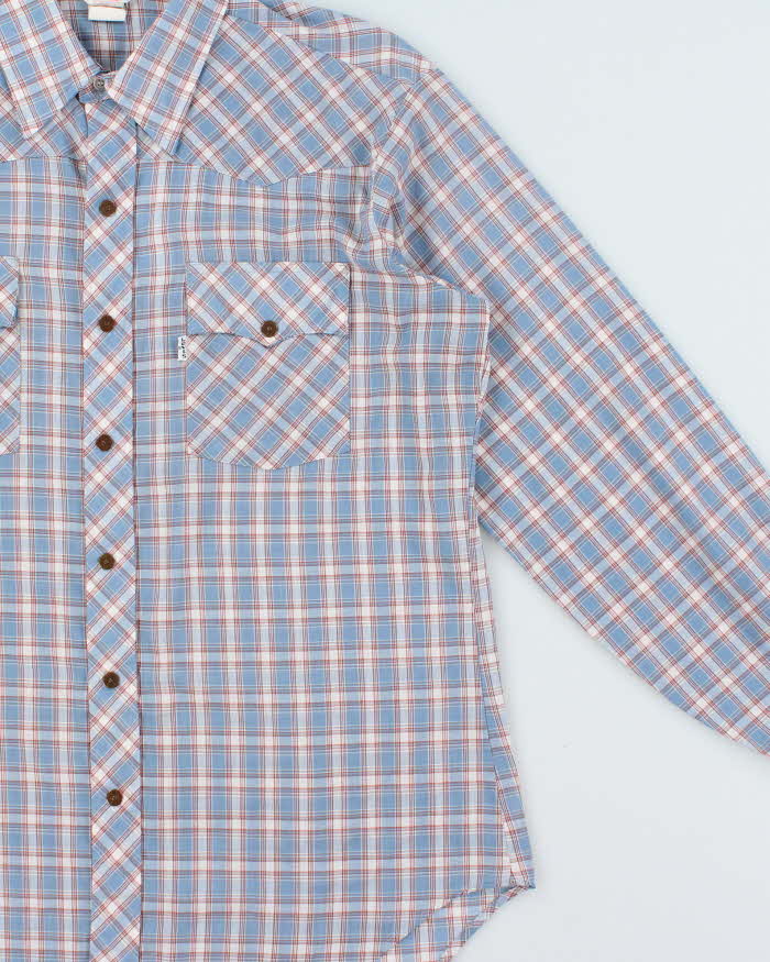 Vintage 1979 Levi's White Tab Plaid Snap Button Long Sleeve Western Shirt - L
