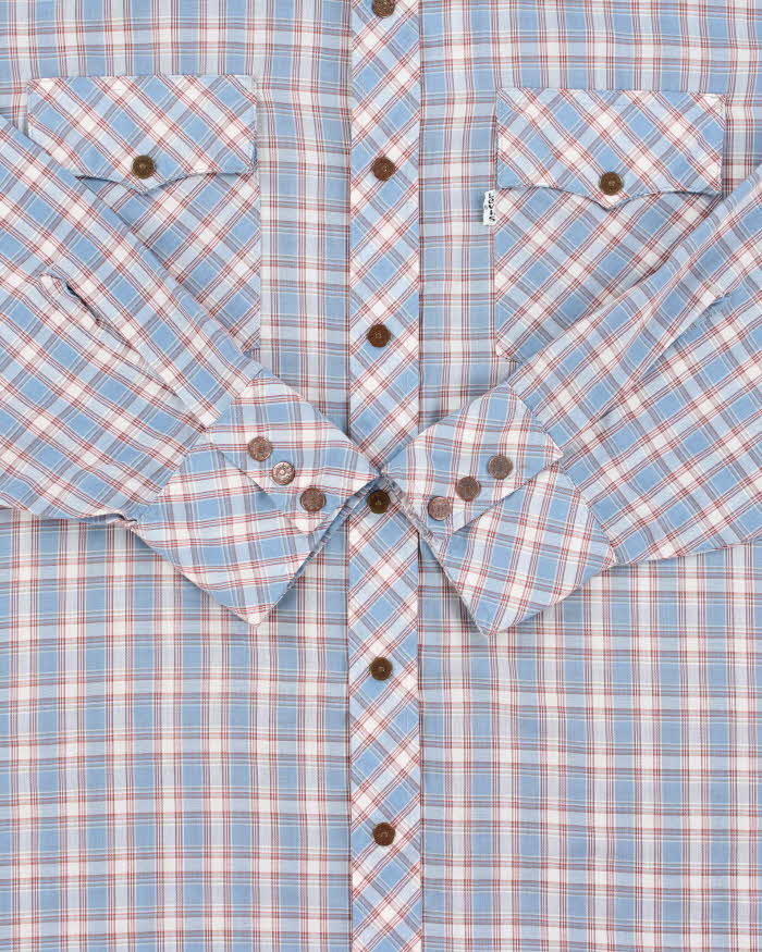 Vintage 1979 Levi's White Tab Plaid Snap Button Long Sleeve Western Shirt - L