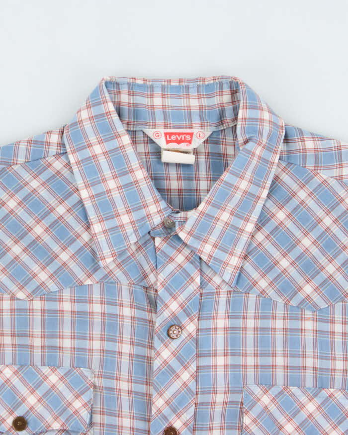 Vintage 1979 Levi's White Tab Plaid Snap Button Long Sleeve Western Shirt - L