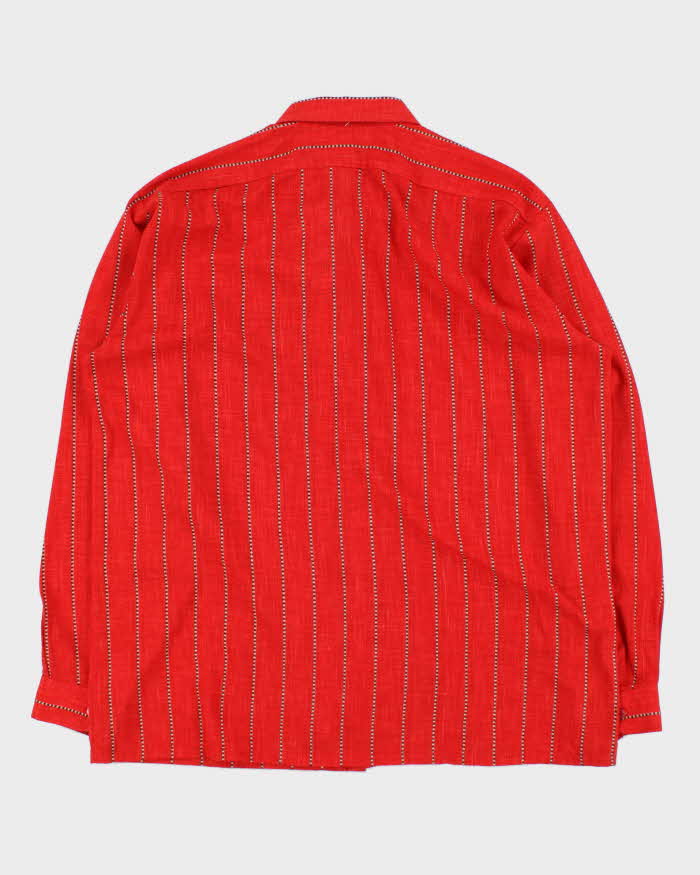 Vintage 1980s Linen Blend Striped Long Sleeve Shirt - XL