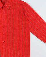 Vintage 1980s Linen Blend Striped Long Sleeve Shirt - XL