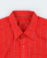 Vintage 1980s Linen Blend Striped Long Sleeve Shirt - XL