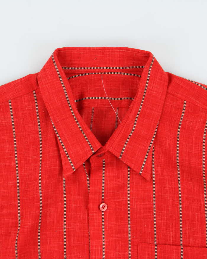 Vintage 1980s Linen Blend Striped Long Sleeve Shirt - XL