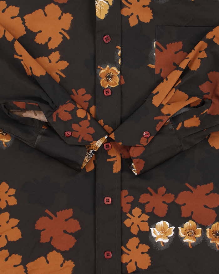 Vintage 1970s Briar House Satin Floral Long Sleeve Shirt - L