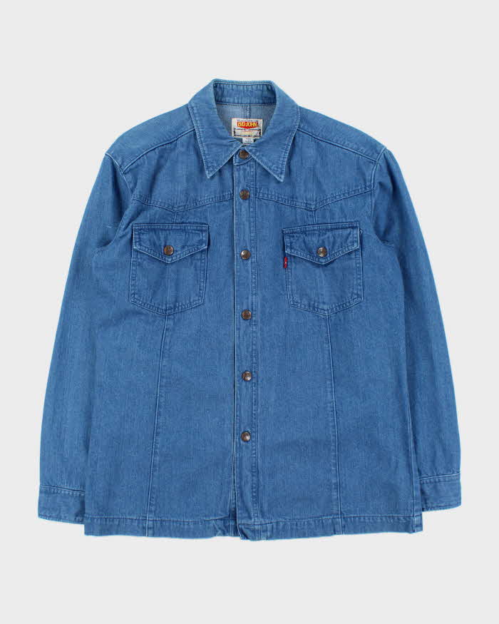 Vintage 1990s Big John Heavyweight Snap Button Japanese Denim Long Sleeve Shirt - L