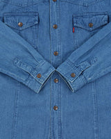 Vintage 1990s Big John Heavyweight Snap Button Japanese Denim Long Sleeve Shirt - L