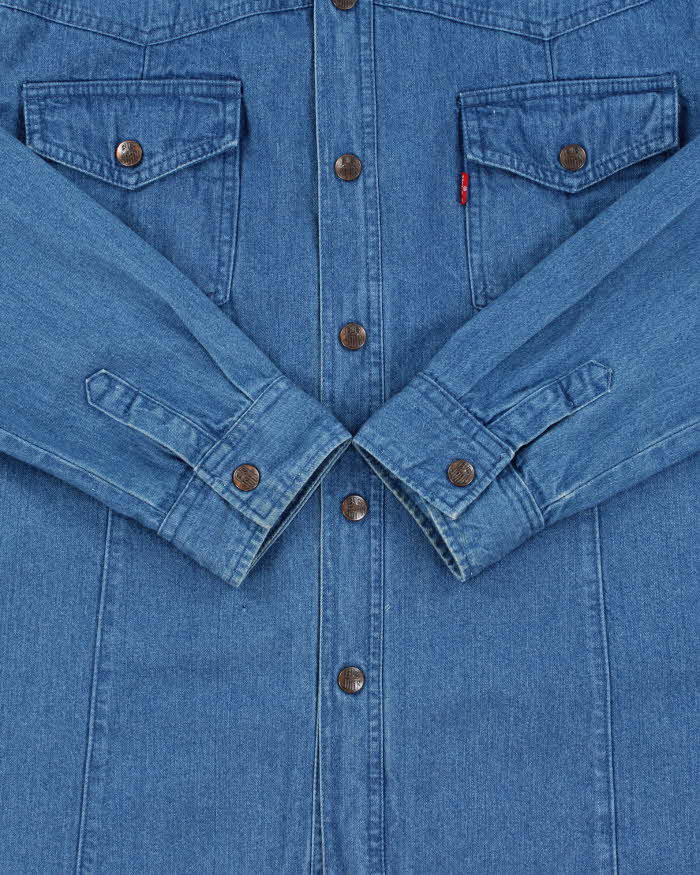 Vintage 1990s Big John Heavyweight Snap Button Japanese Denim Long Sleeve Shirt - L