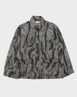 Vintage 1980s Ranger Tiger Stripe Camo Made In USA Cotton Long Sleeve Chore Over Shirt - L