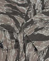 Vintage 1980s Ranger Tiger Stripe Camo Made In USA Cotton Long Sleeve Chore Over Shirt - L