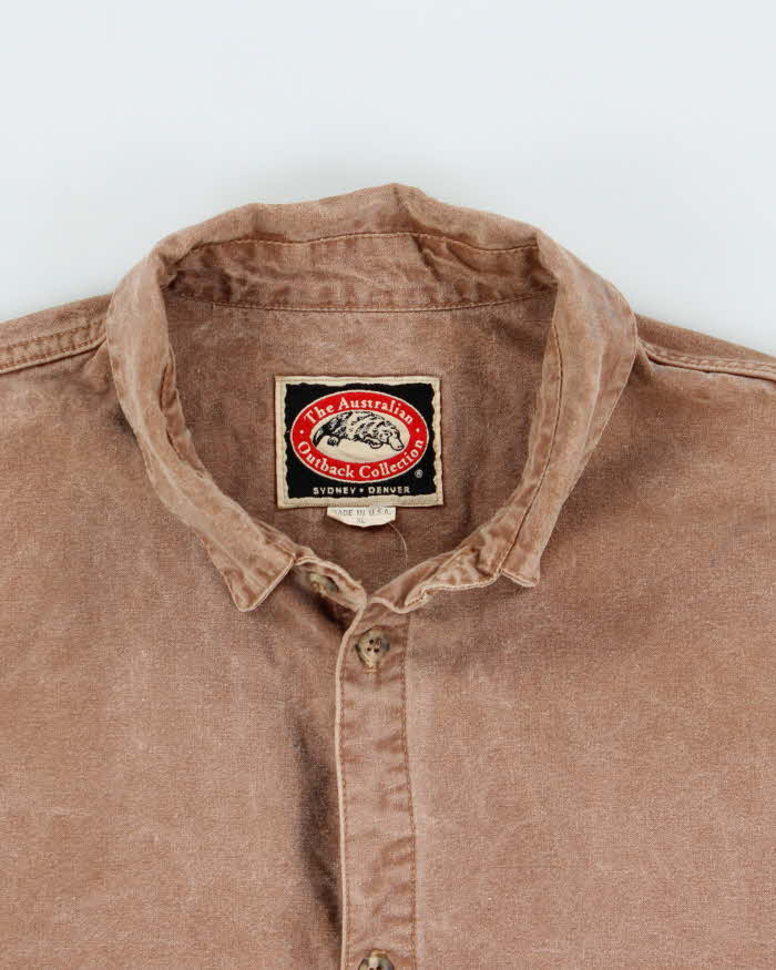 Vintage 1990s Australian Outback Made In USA Canvas Long Sleeve Safari Shirt - XL