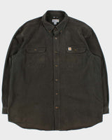 Vintage Carhartt Moss Heavyweight Original Fit Long Sleeve Workwear Shirt - XXL