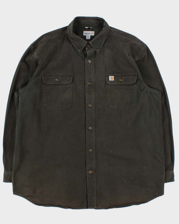 Vintage Carhartt Moss Heavyweight Original Fit Long Sleeve Workwear Shirt - XXL