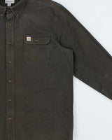 Vintage Carhartt Moss Heavyweight Original Fit Long Sleeve Workwear Shirt - XXL