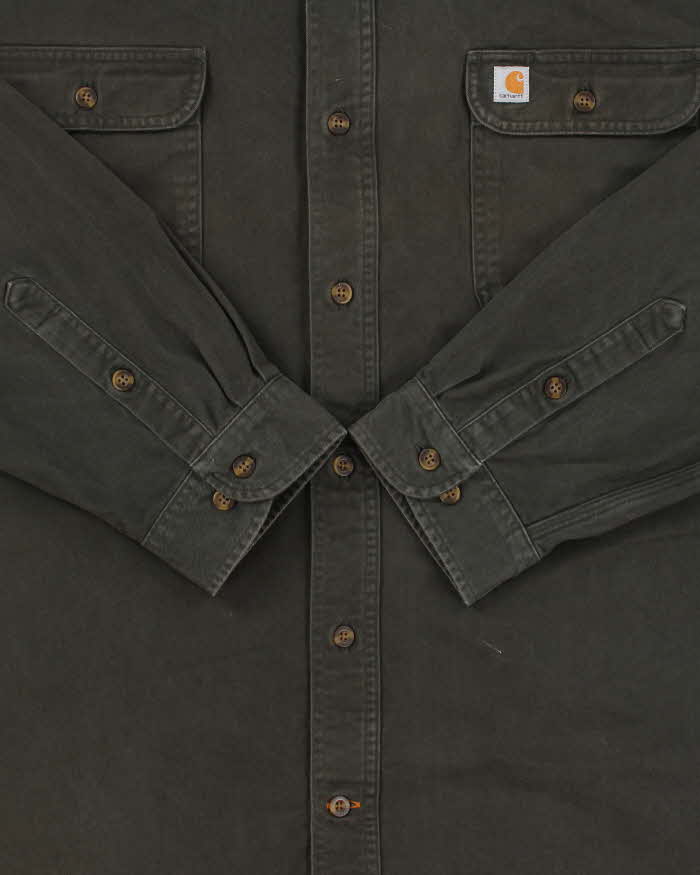 Vintage Carhartt Moss Heavyweight Original Fit Long Sleeve Workwear Shirt - XXL