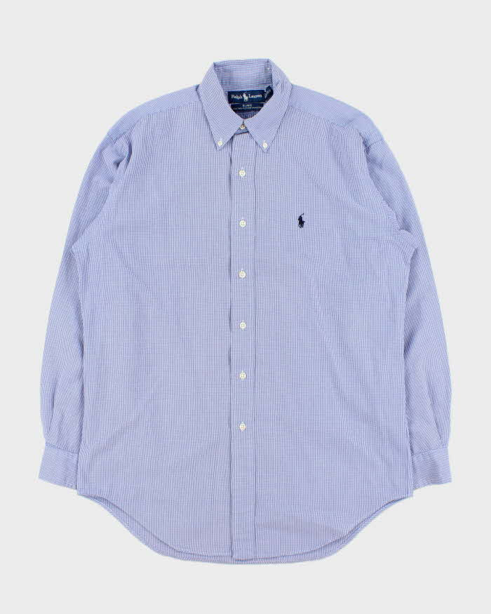 Vintage Y2K 00s Ralph Lauren Blake Two-Ply Micro Gingham Long Sleeve Shirt - S