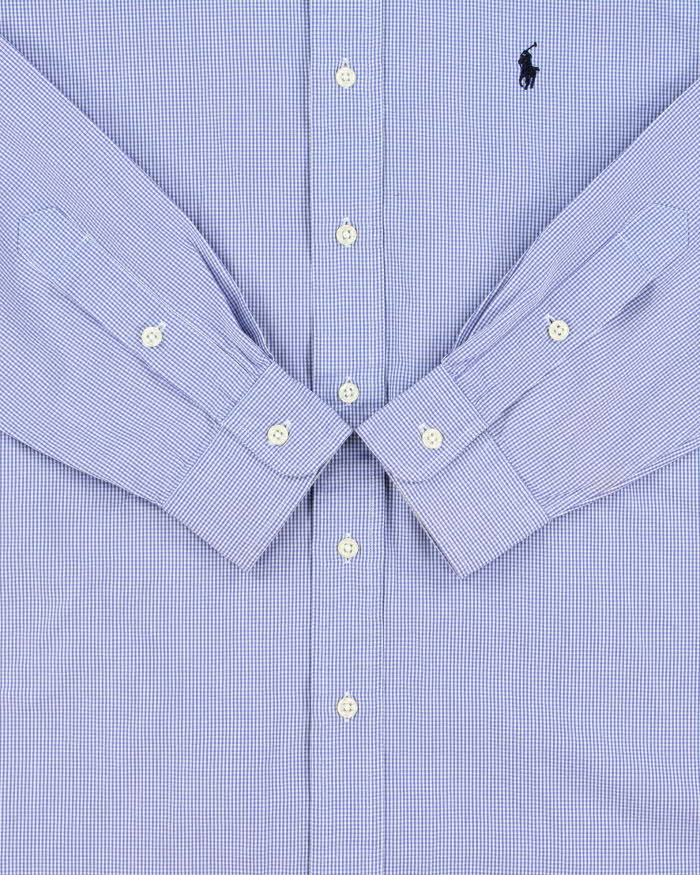 Vintage Y2K 00s Ralph Lauren Blake Two-Ply Micro Gingham Long Sleeve Shirt - S