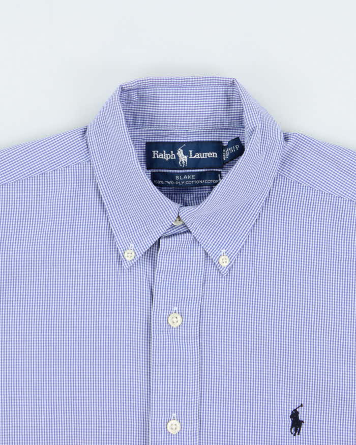 Vintage Y2K 00s Ralph Lauren Blake Two-Ply Micro Gingham Long Sleeve Shirt - S