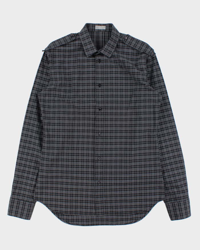 Vintage SS2006 Y2K Dior 'Heidi Slimane' Japanese Exclusive Tartan Epaulette Long Sleeve Shirt - L