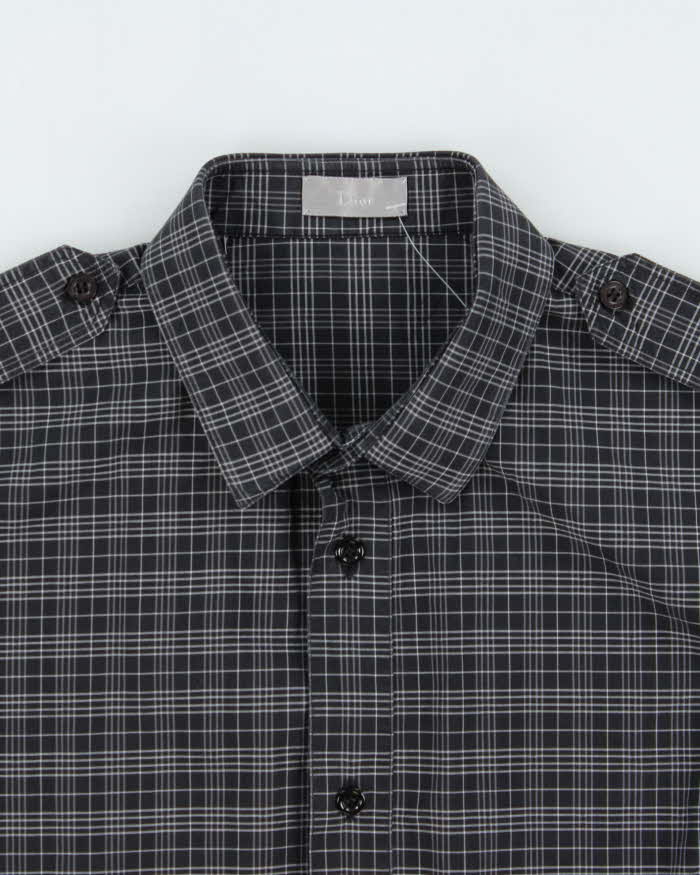 Vintage SS2006 Y2K Dior 'Heidi Slimane' Japanese Exclusive Tartan Epaulette Long Sleeve Shirt - L