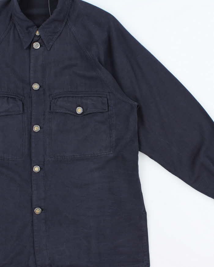 Vintage 1990s Gianni Versace Heavyweight Wool Blend Long Sleeve Oversized Shirt - M