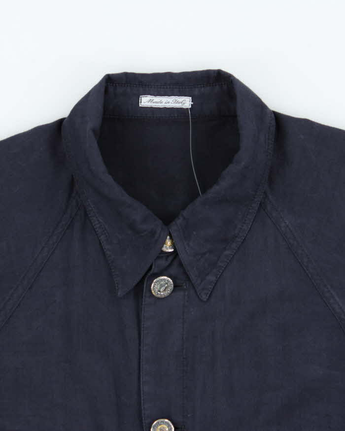 Vintage 1990s Gianni Versace Heavyweight Wool Blend Long Sleeve Oversized Shirt - M