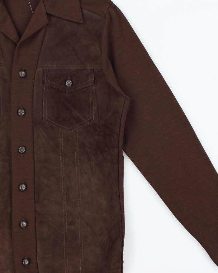 Vintage 1970s Trent Suede Union Made Long Sleeve Western Shirt - XL