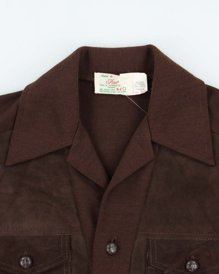 Vintage 1970s Trent Suede Union Made Long Sleeve Western Shirt - XL