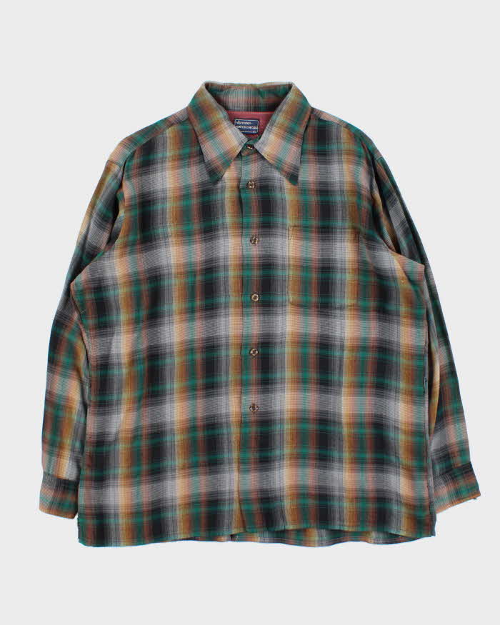 Vintage 1970s Arrow 'Hunter Checks' Long Sleeve Plaid Flannel Shirt - XL
