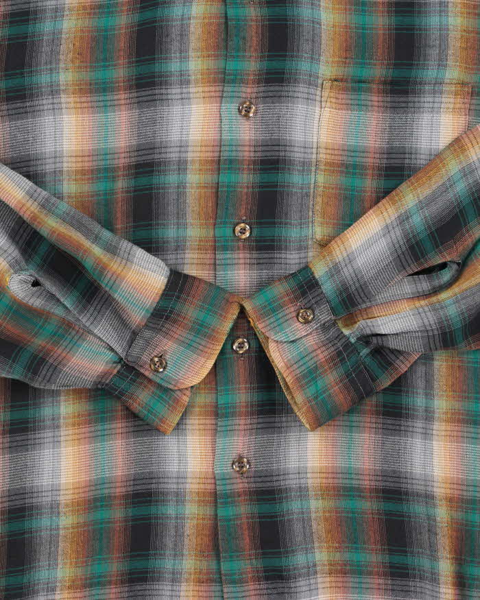 Vintage 1970s Arrow 'Hunter Checks' Long Sleeve Plaid Flannel Shirt - XL