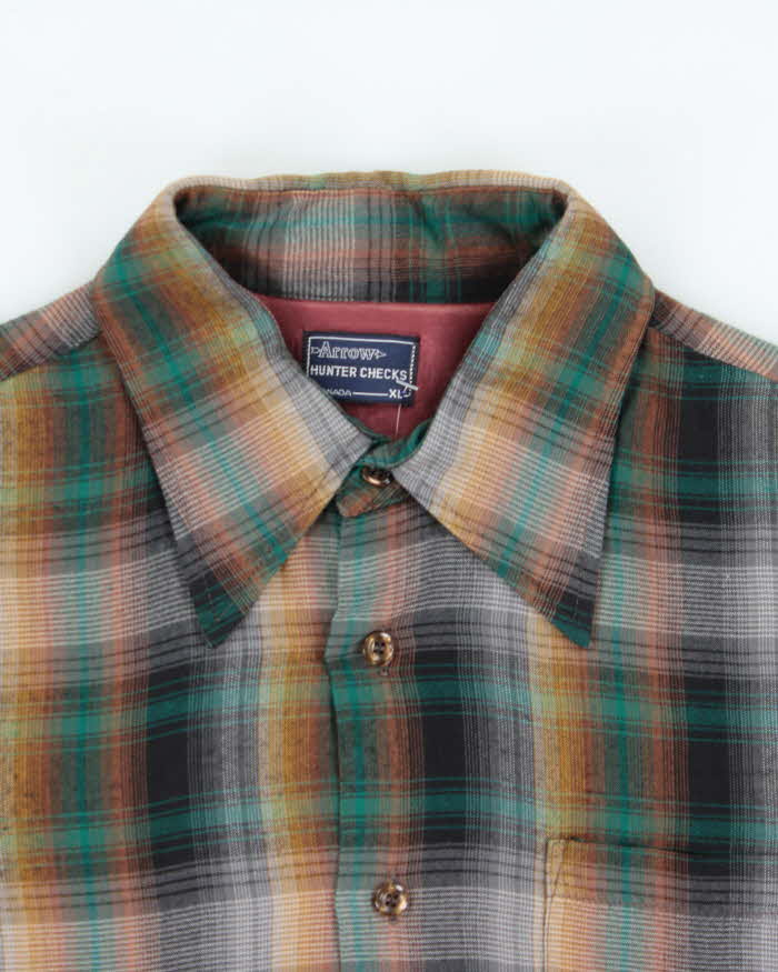 Vintage 1970s Arrow 'Hunter Checks' Long Sleeve Plaid Flannel Shirt - XL