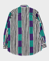 Vintage 1990s Wrangler Striped Long Sleeve X-Long Tail Long Sleeve Shirt - L