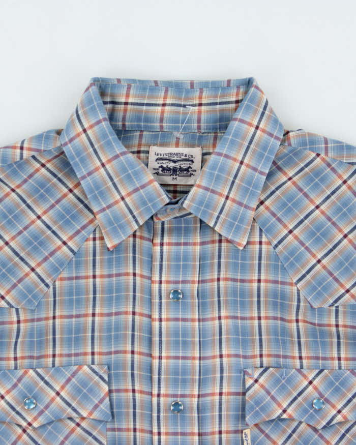 Vintage 1980s Levi's White Tab Snap Button Made In USA Plaid Long Sleeve Western Shirt - M