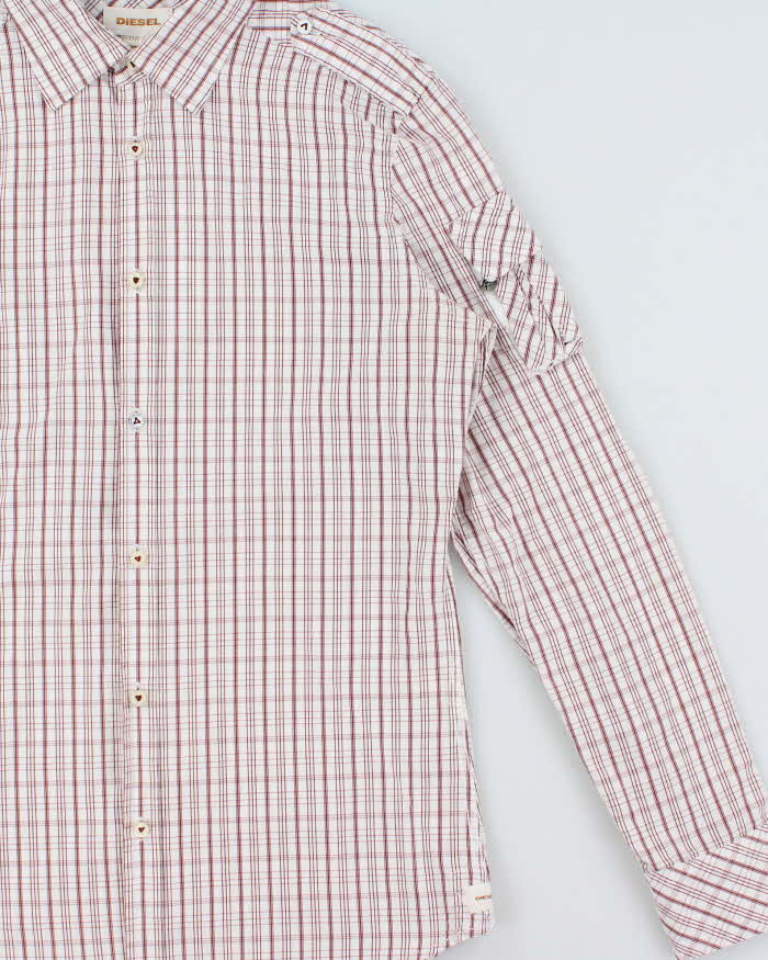 Vintage Y2K 00s Diesel Check Long Sleeve Epaulettes Shirt - S