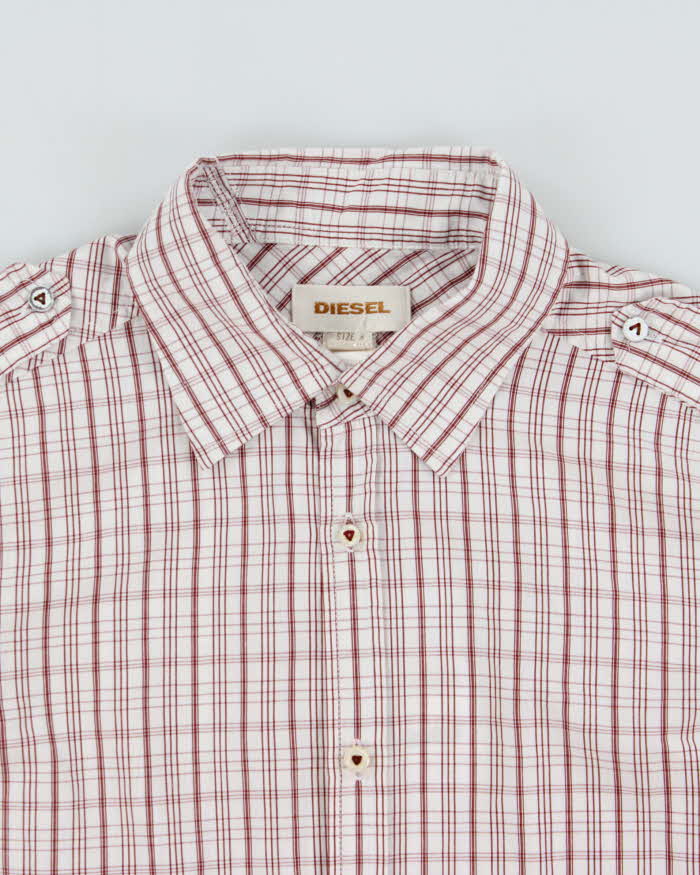 Vintage Y2K 00s Diesel Check Long Sleeve Epaulettes Shirt - S