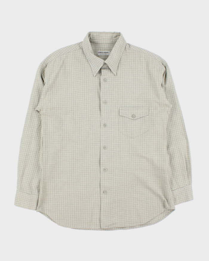 Vintage 1990s Giorgio Armani Le Collezioni Window Pane Check Long Sleeve Shirt - L